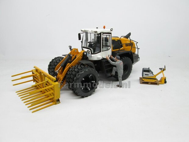 &Oslash; 50.5 mm: CLAAS TORION Wiking: 2x Dubbellucht Shovel banden + Alu. velgen CLAAS ORANJE, passen in de standaard velgen shovel Wiking  1:32         