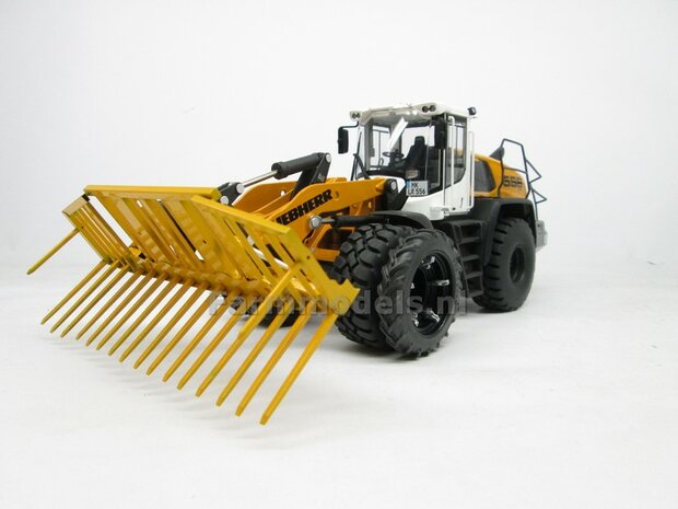 &Oslash; 50.5 mm: CLAAS TORION Wiking: 2x Dubbellucht Shovel banden + Alu. velgen CLAAS ORANJE, passen in de standaard velgen shovel Wiking  1:32         