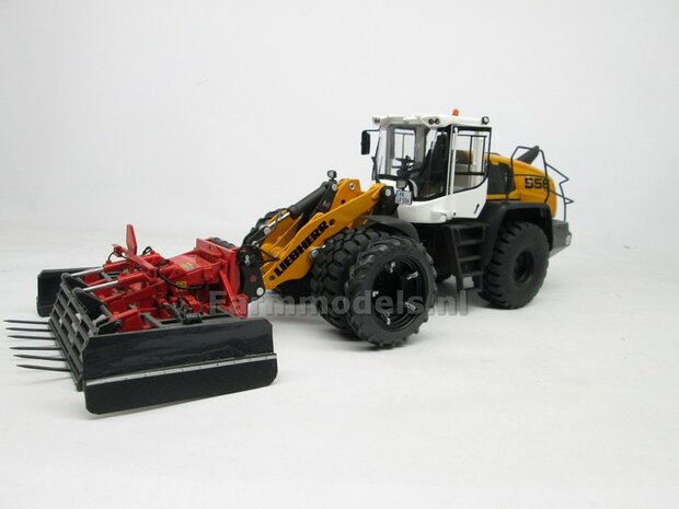 &Oslash; 50.5 mm: CLAAS TORION Wiking: 2x Dubbellucht Shovel banden + Alu. velgen CLAAS ORANJE, passen in de standaard velgen shovel Wiking  1:32         