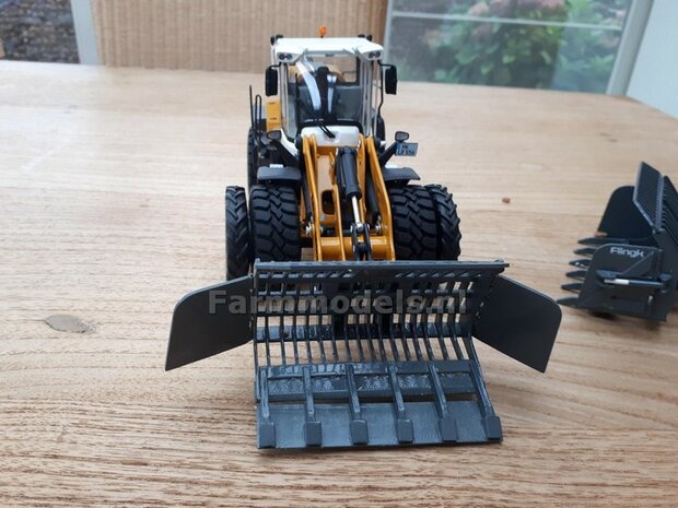 &Oslash; 50.5 mm: CLAAS TORION Wiking: 2x Dubbellucht Shovel banden + Alu. velgen CLAAS ORANJE, passen in de standaard velgen shovel Wiking  1:32         