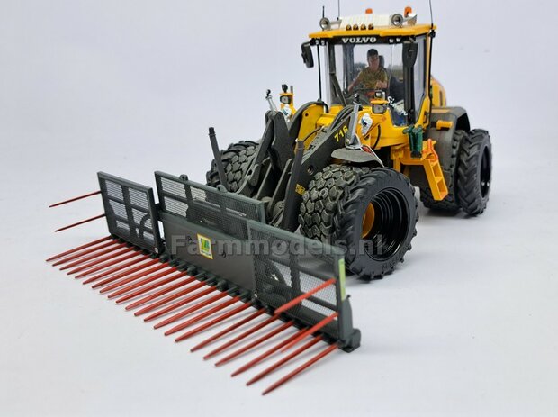 &Oslash; 47.3 mm: 2x Dubbellucht Shovel banden + ALUMINIUM velgen BLANK geleverd passend in de Aluminium Farmmodels Volvo L60H serie  1:32         
