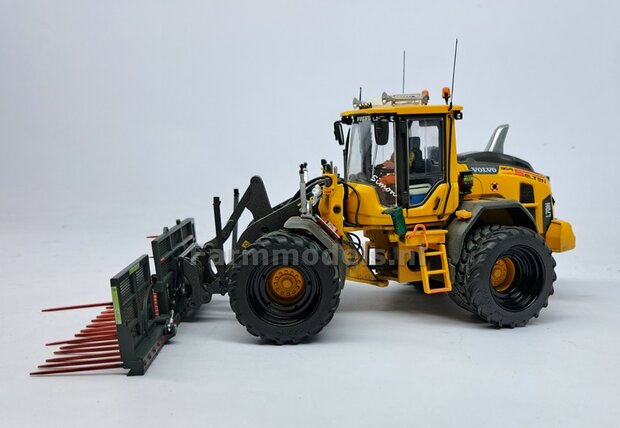 &Oslash; 47.3 mm: 2x Dubbellucht Shovel banden + ALUMINIUM velgen BLANK geleverd passend in de Aluminium Farmmodels Volvo L60H serie  1:32         