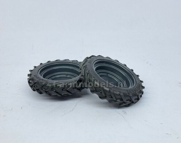 &Oslash; 47.3 mm: 2x Dubbellucht Shovel banden + ALU. velgen LIEBHERR GRIJS geleverd passend in Farmmodels Alu velgen nr. 7A 1:32         