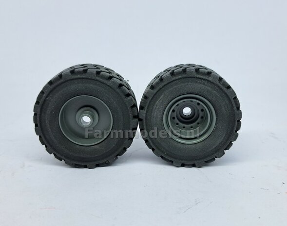 &Oslash; 47.3 mm: LIEBHERR 546: 2x brede Shovel banden + ALU. velgen LIEBHERR GRIJS Gespoten geleverd geschikt voor LIEBHERR AT 1:32  