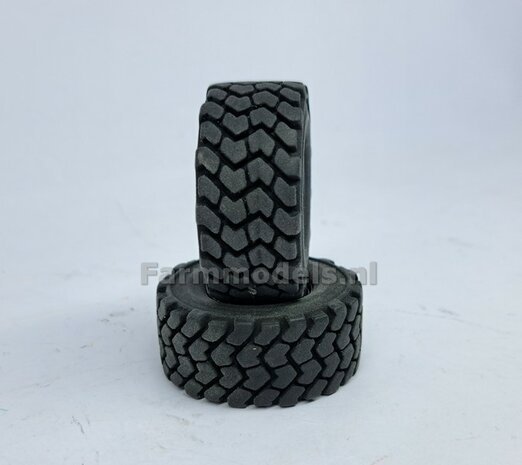 &Oslash; 47.3 mm: LIEBHERR 546: 2x brede Shovel banden + ALU. velgen ZWART GLANS Gespoten geleverd geschikt voor LIEBHERR AT 1:32  