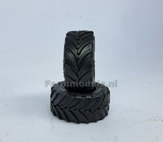 &Oslash; 51.8 x 23.7 mm: Fendt 926/930 WeiseToys: 2x Brede Vooras banden + velgen ZWART geleverd 1:32 Farmmodels Custom Line Series