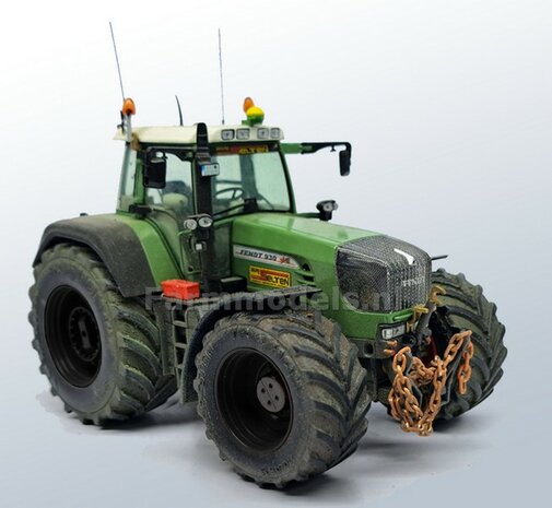 &Oslash; 65.6 x 28.5 mm: Fendt 926/930 WeiseToys: 2x Brede Achteras banden + velgen ZWART gespoten geleverd 1:32 Custom Line Series
