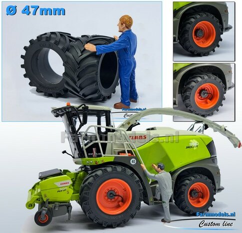 &Oslash; 47&nbsp;x 24.7 mm: 2x Brede Trelleborg banden ZONDER VELGEN 1:32 