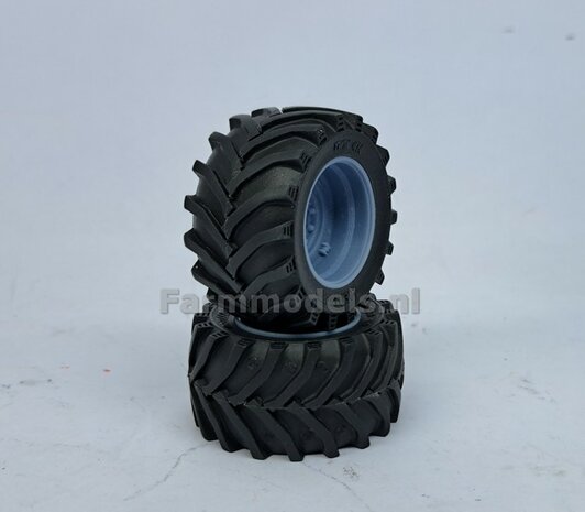 &Oslash; 47 mm: JD 6930-7430 WIKING: 2x Trelleborg Banden met RESIN Velgen BLANK geleverd  1:32   Farmmodels Custom Line Series  