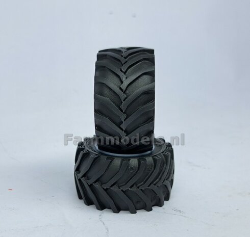 &Oslash; 47 mm: JD 6930-7430 WIKING: 2x Trelleborg Banden met RESIN Velgen BLANK geleverd  1:32   Farmmodels Custom Line Series  