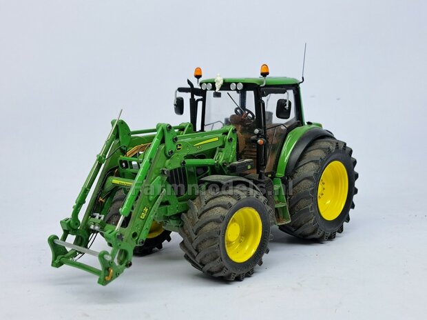 &Oslash; 47 mm: JD 6930-7430 WIKING: 2x Trelleborg Banden met RESIN Velgen JD GEEL Gespoten geleverd  1:32 Farmmodels Custom Line Series  