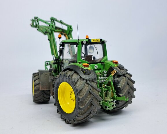 &Oslash; 47 mm: JD 6930-7430 WIKING: 2x Trelleborg Banden met RESIN Velgen JD GEEL Gespoten geleverd  1:32 Farmmodels Custom Line Series  