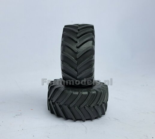 &Oslash; 58 x 28 mm: Claas Jaguar 860/ 880 UH: 2x Brede (vooras) banden + ALU. velgen CLAAS ORANJE geleverd 1:32   Custom Line Series                     
