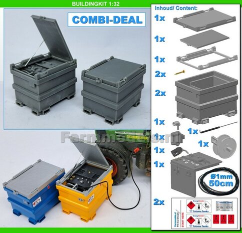 COMBI-DEAL BOUWKIT: 1x TOLSMA DIESELTANK + 1x "DELUXE"  995L 3D Geprint RESIN, BLANK geleverd incl. Pr&eacute;-Cut Decals 1:32    