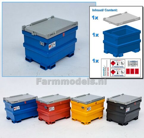 TOLSMA DIESELTANK 995L 3D Geprint RESIN, BLAUW &amp; ALUMINIUM Gespoten geleverd incl. Pr&eacute;-Cut Decal stickerset  1:32    