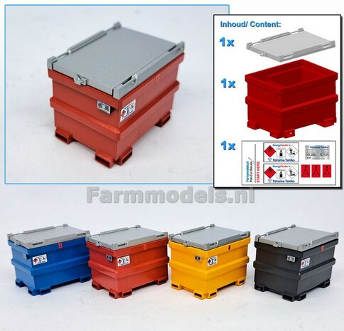 TOLSMA DIESELTANK 995L 3D Geprint RESIN, ROOD &amp; ALUMINIUM Gespoten geleverd incl. Pr&eacute;-Cut Decal stickerset  1:32    
