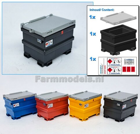 TOLSMA DIESELTANK 995L 3D Geprint RESIN, ANTRACIET &amp; ALUMINIUM Gespoten geleverd incl. Pr&eacute;-Cut Decal stickerset  1:32    