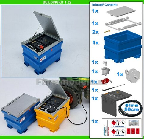 BOUWKIT: TOLSMA DIESELTANK "DELUXE"  995L 3D Geprint Resin, BLAUW + Details op kleur geleverd incl. Pr&eacute;-Cut Decal stickerset  1:32    