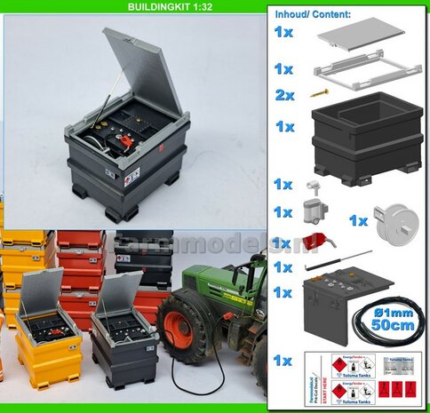 Februari 2026: BOUWKIT: TOLSMA DIESELTANK "DELUXE"  995L 3D Geprint Resin, ANTRACIET + Details op kleur geleverd incl. Pr&eacute;-Cut Decal stickerset  1:32    