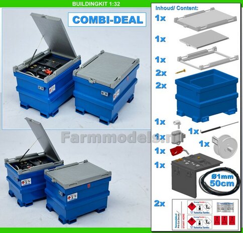 Februari 2026: COMBI-DEAL BOUWKIT: 1x TOLSMA TANK + 1x "DELUXE"  995L 3D Geprint Resin, BLAUW + Details op kleur geleverd incl. Pr&eacute;-Cut Decals 1:32    