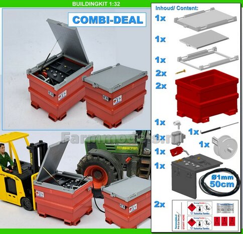 COMBI-DEAL BOUWKIT: 1x TOLSMA TANK + 1x "DELUXE"  995L 3D Geprint Resin, ROOD + Details op kleur geleverd incl. Pr&eacute;-Cut Decals 1:32    