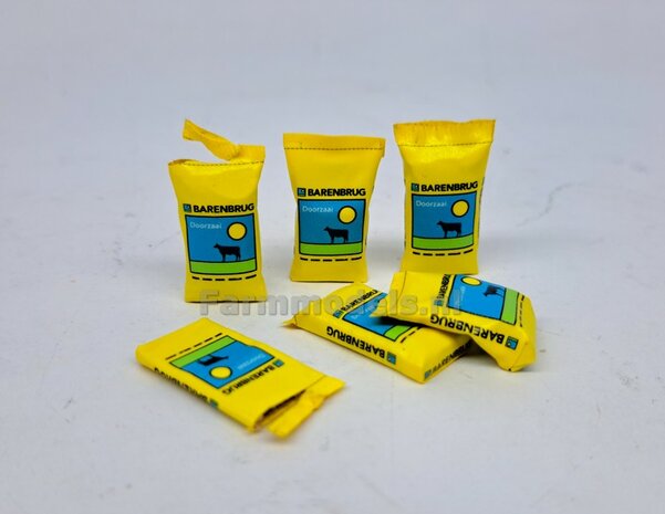 Graszaad: BARENBRUG DOORZAAI  SET A = 5x verschillende volle zakken + 1x lege zak zaadgoed + 6x Pr&eacute;-Cut decal-stickers  1:32  