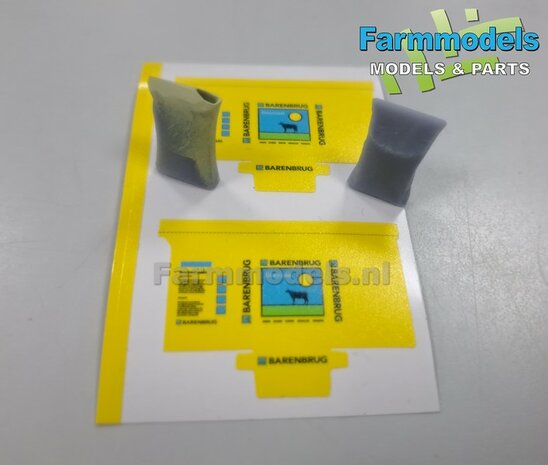 Graszaad: BARENBRUG DOORZAAI  SET A = 5x verschillende volle zakken + 1x lege zak zaadgoed + 6x Pr&eacute;-Cut decal-stickers  1:32  