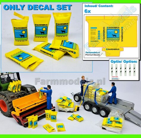6x Pr&eacute;-Cut Decal stickerset Graszaad: BARENBRUG DOORZAAI zaadgoed voorgesneden stickers op (kleuren) stickerfolie 1:32  