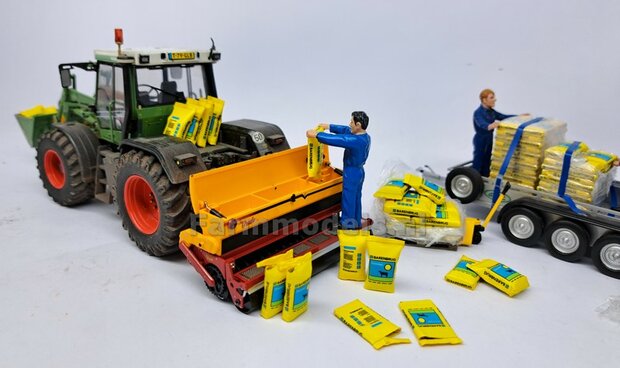 Graszaad: BARENBRUG DOORZAAI  SET B = 6x volle zakken zaadgoed (3 vormen) + 6x Pr&eacute;-Cut decal-stickers 1:32  