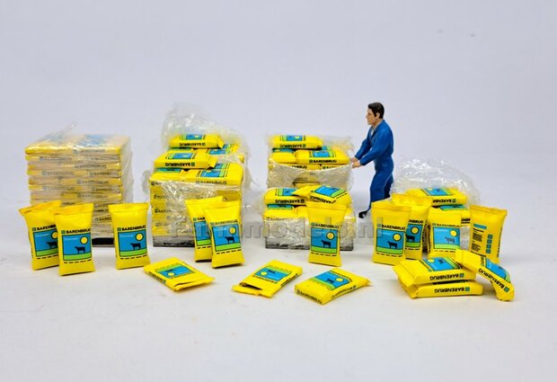 Graszaad: BARENBRUG DOORZAAI  SET C = 6 liggende volle zakken (2 verschillende vormen) + 6x Pr&eacute;-Cut decal-stickers  1:32  