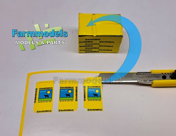 Gestapelde zakken Graszaad: BARENBRUG DOORZAAI  SET K = 3 lagen zaadgoed + 1 losse zak + 5x Pr&eacute;-Cut decal-stickers 1:32  