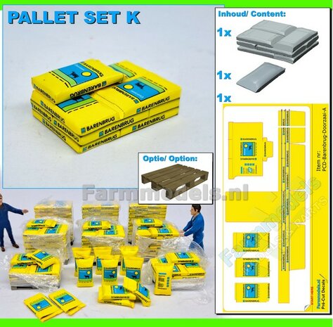 Gestapelde zakken Graszaad: BARENBRUG DOORZAAI  SET K = 3 lagen zaadgoed + 1 losse zak + 5x Pr&eacute;-Cut decal-stickers 1:32  
