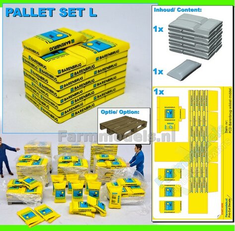Gestapelde zakken Graszaad: BARENBRUG DOORZAAI  SET L = 8 lagen zaadgoed + 1 losse zak + 5x Pr&eacute;-Cut decal-stickers 1:32  