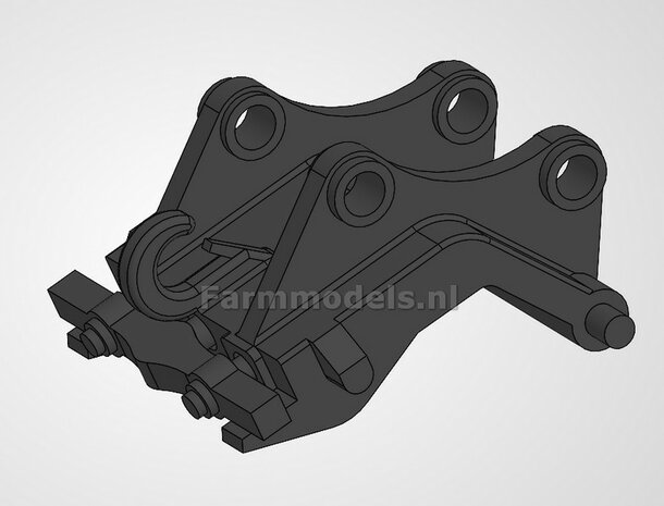 CW30 Snelwissel Giekaansluiting t.b.v. Pen Koppeling naar lepelsteel/giek.  Materiaal: ZWART RESIN BLANK geleverd 1:32 
