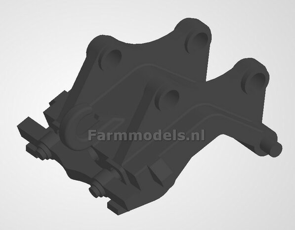 CW30 Snelwissel Giekaansluiting t.b.v. Pen Koppeling naar lepelsteel/giek.  Materiaal: Resin LIEBHERR GRIJS Gespoten geleverd 1:32 