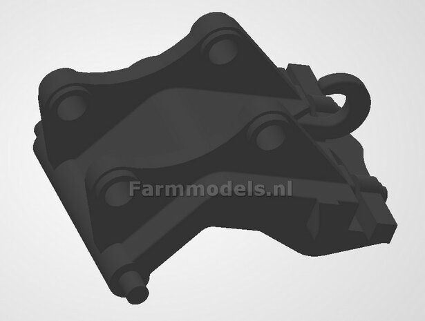 CW30 Snelwissel Giekaansluiting t.b.v. Pen Koppeling naar lepelsteel/giek.  Materiaal: Resin VOLVO GRIJS Gespoten geleverd 1:32 