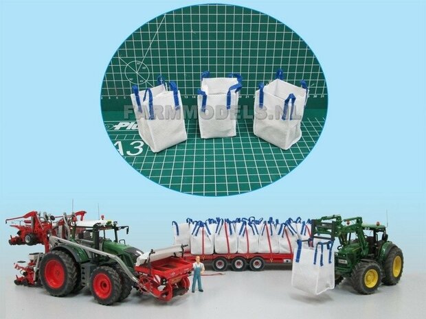 3x LEGE Big Bags met BLAUWE hijslussen, echt stof geschikt voor o.a. Kunstmest, pootgoed, zand en grind 1:32