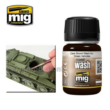 AMMO MIG Dark Brown WASH for Green Vehicles Enamel 35ml A.MIG-1005