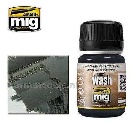 AMMO MIG Blue WASH for Panzer Grey Enamel 35ml A.MIG-1006