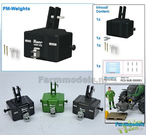 SUER FRONTGEWICHT 400 kg + TREKHAAK +  Pr&eacute;-Cut Decal Stickerset + PINNEN Resin ZWART GLANS Gespoten geleverd  1:32  