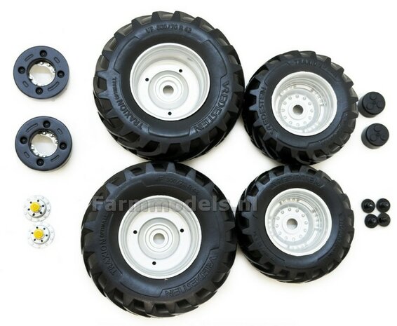 &Oslash; 67.4 x 24.7 mm + &Oslash; 52 x 20,4 mm : Vredestein bandenset &Oslash; 3 mm as incl. eindkapjes, steekassen en wielgewichten  1:32   MM2608