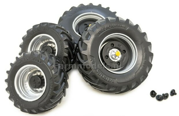 &Oslash; 67.4 x 24.7 mm + &Oslash; 52 x 20,4 mm : Vredestein bandenset &Oslash; 3 mm as incl. eindkapjes, steekassen en wielgewichten  1:32   MM2608