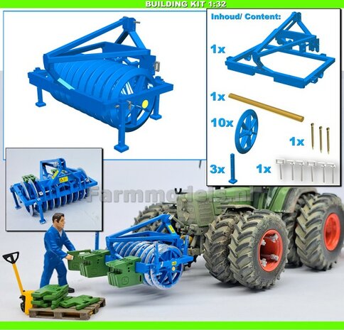 BOUWKIT: Frontpakker Materiaal Resin LEMKEN BLAUW gespoten geleverd 1:32