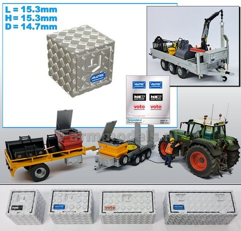 Opbergkist TRAANPLAAT 15.3mm x 15.3mm x 14.7mm DEURAFDRUK VOORKANT Materiaal Resin ALUMINIUM gespoten geleverd 1:32    