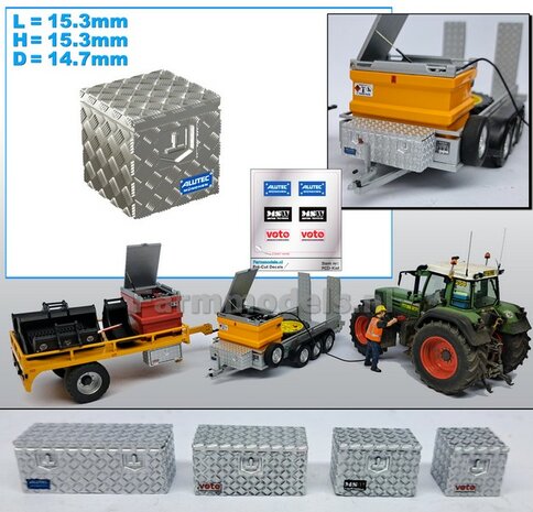 Opbergkist TRAANPLAAT 15.3mm x 15.3mm x 14.7mm DEURAFDRUK BOVENKANT Materiaal Resin ALUMINIUM gespoten geleverd 1:32    