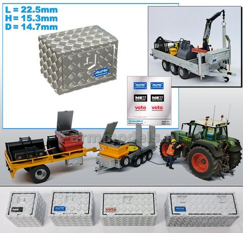 Opbergkist TRAANPLAAT 22.5mm x 15.3mm x 14.7mm DEURAFDRUK VOORKANT Materiaal Resin ALUMINIUM gespoten geleverd 1:32    