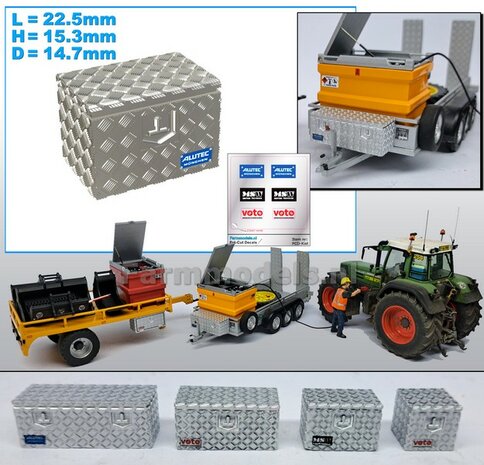 Opbergkist TRAANPLAAT 22.5mm x 15.3mm x 14.7mm DEURAFDRUK BOVENKANT Materiaal Resin ALUMINIUM gespoten geleverd 1:32    