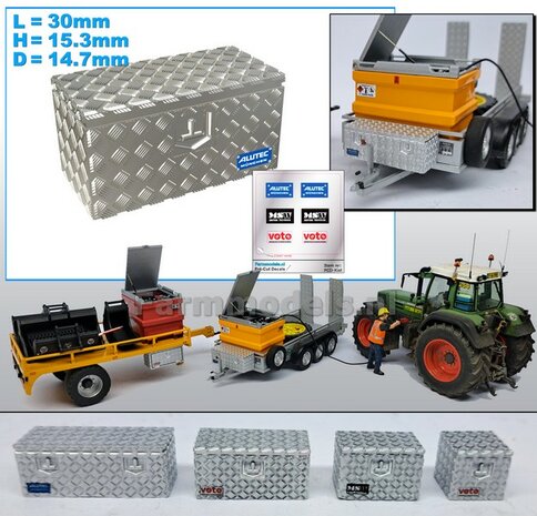 Opbergkist TRAANPLAAT 30mm x 15.3mm x 14.7mm DEURAFDRUK BOVENKANT Materiaal Resin ALUMINIUM gespoten geleverd 1:32    