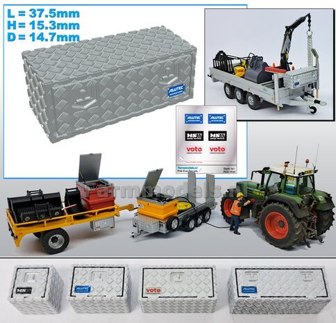 Opbergkist TRAANPLAAT 37.5mm x 15.3mm x 14.7mm DEURAFDRUK VOORKANT Materiaal RESIN BLANK Geleverd  1:32    