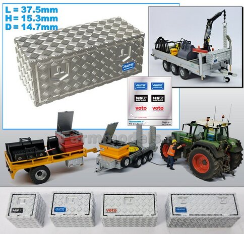 Opbergkist TRAANPLAAT 37.5mm x 15.3mm x 14.7mm DEURAFDRUK VOORKANT Materiaal Resin ALUMINIUM gespoten geleverd 1:32    